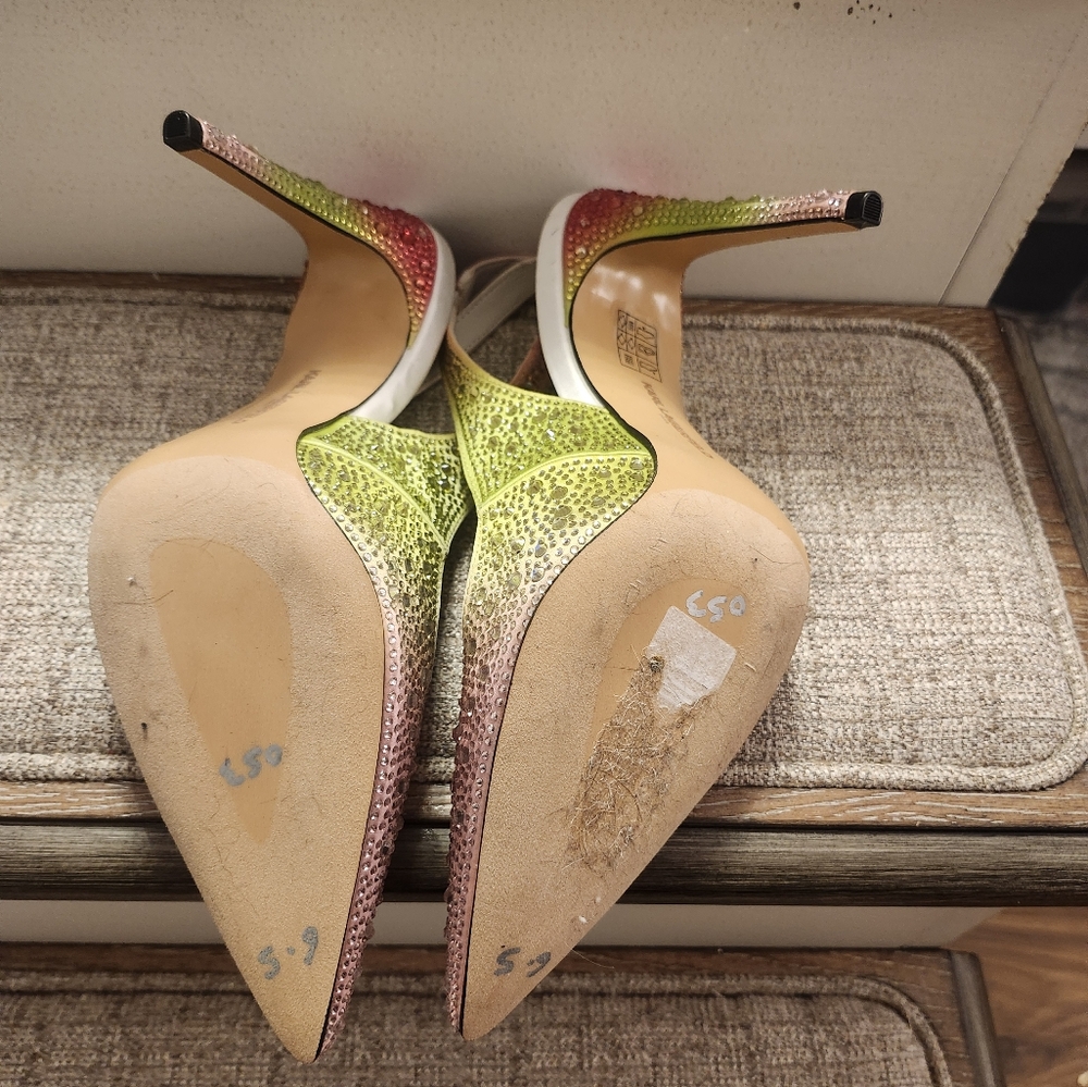 Karl Lagerfeld Elegant Pink and Green Embellished Women's Heels 6.5 - Picture 4 of 4